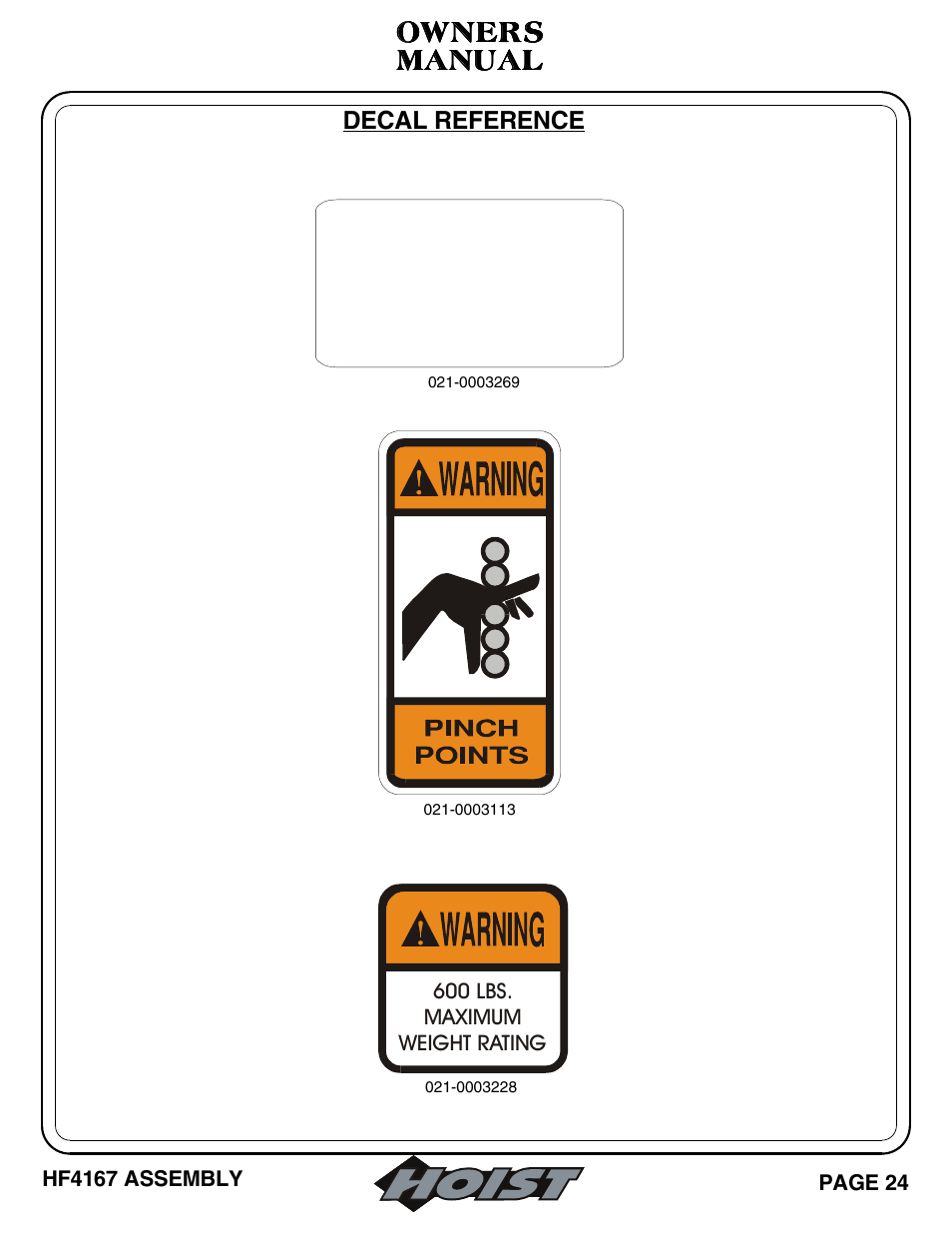 Manual, Manual owners owners owners owners | Hoist Fitness HF4167 User Manual | Page 25 / 37