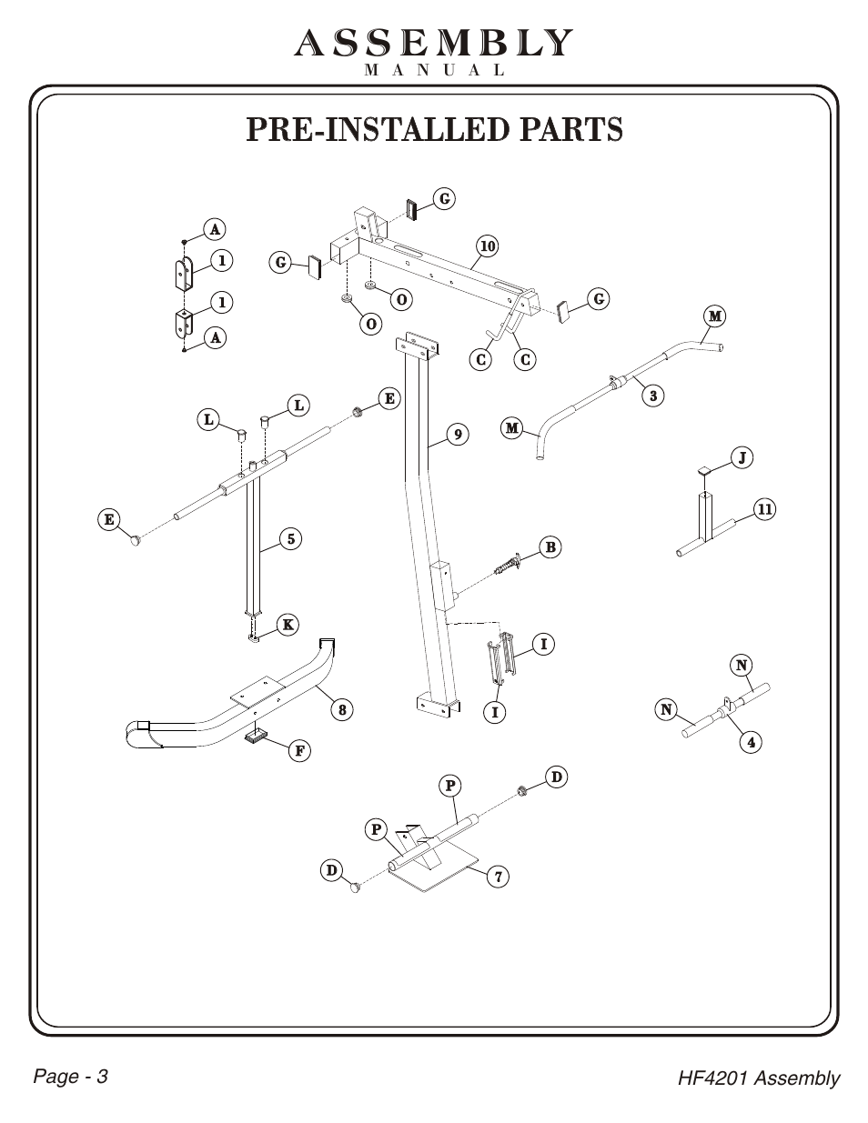 Pre-installed parts | Hoist Fitness HF4201 User Manual | Page 4 / 17