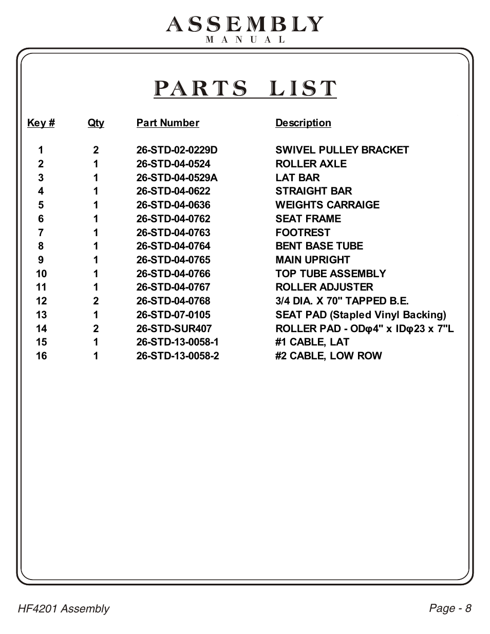Hoist Fitness HF4201 User Manual | Page 9 / 17