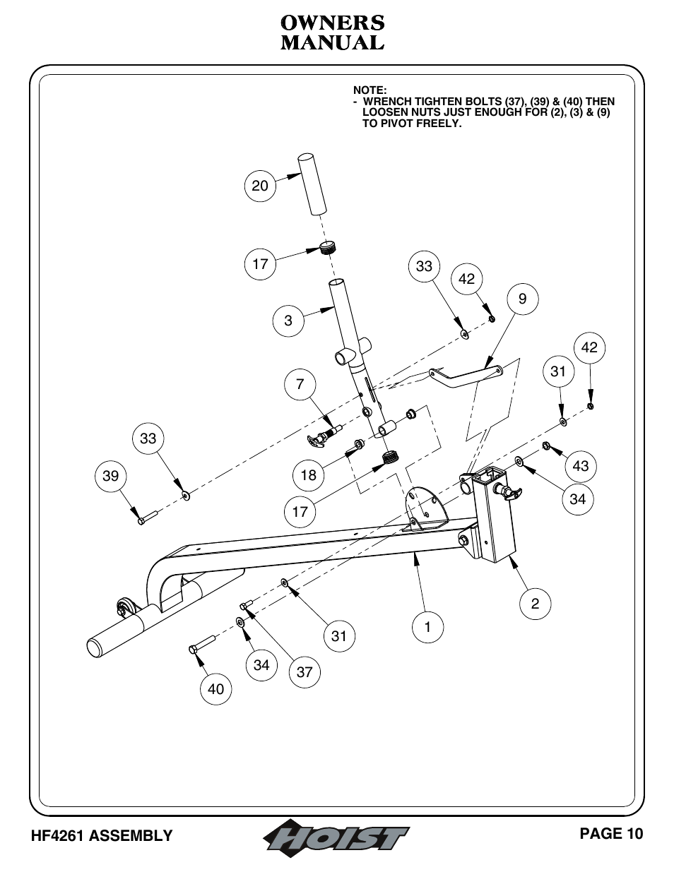 Owners, Manual | Hoist Fitness HF4261 User Manual | Page 11 / 23