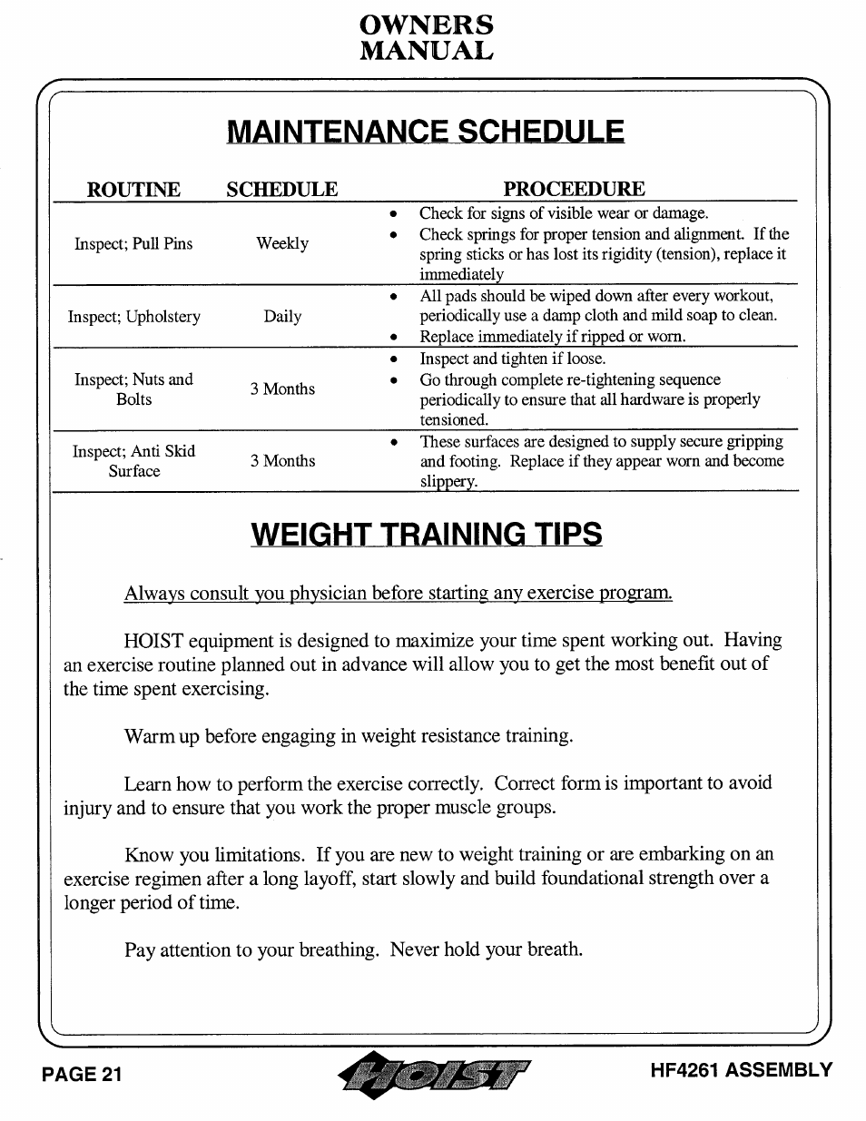 Hoist Fitness HF4261 User Manual | Page 22 / 23