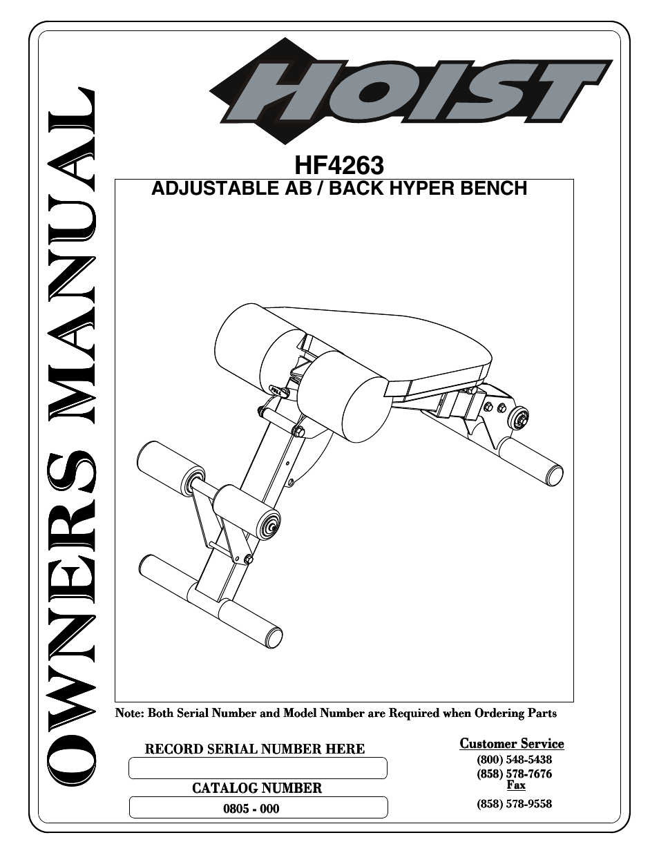 Hoist Fitness HF4263 User Manual | 25 pages