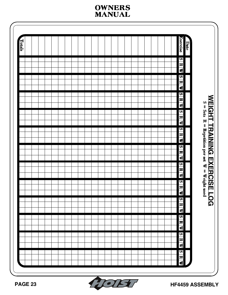 Manual, Manual owners owners owners owners | Hoist Fitness HF4459 User Manual | Page 24 / 25