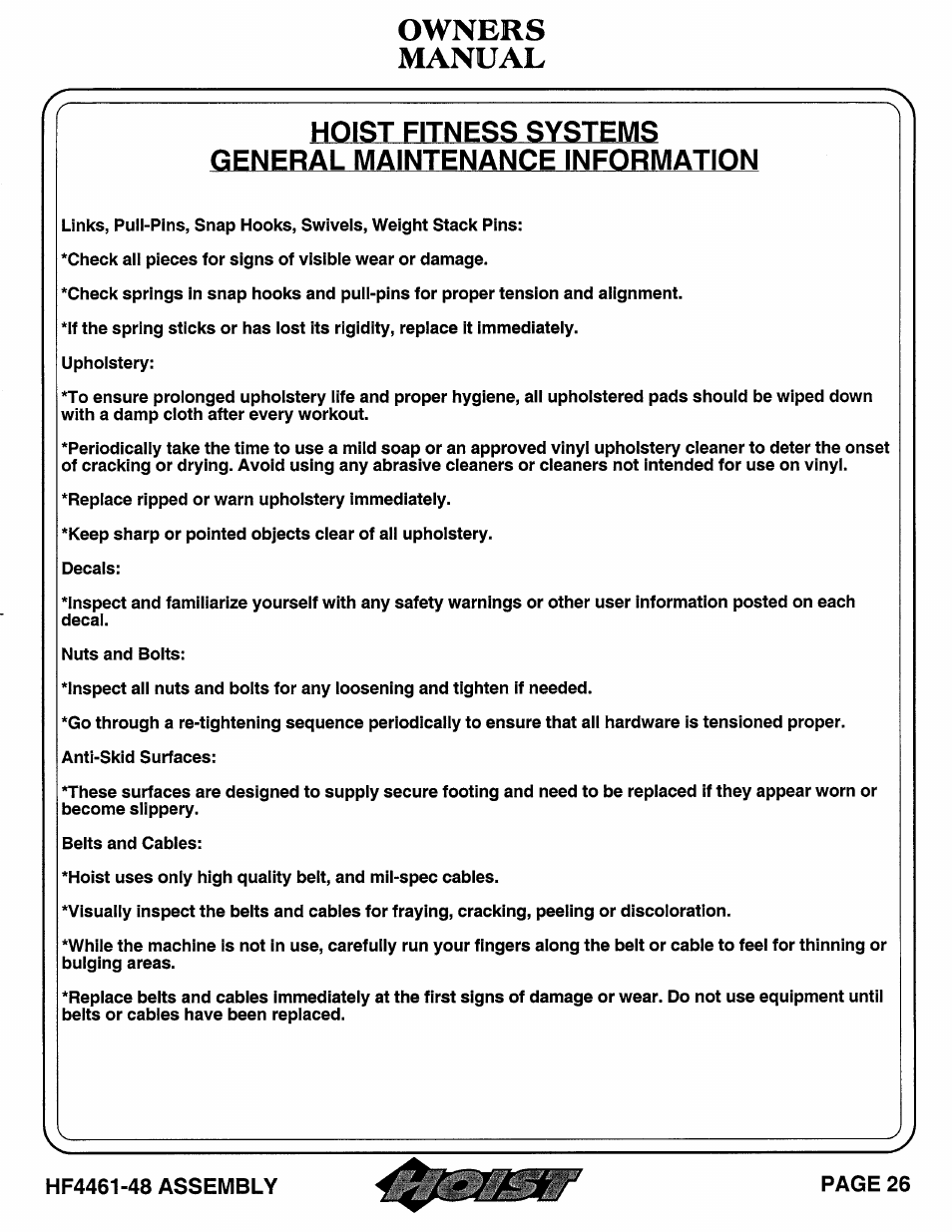 Hoist Fitness HF4461-48 User Manual | Page 27 / 31