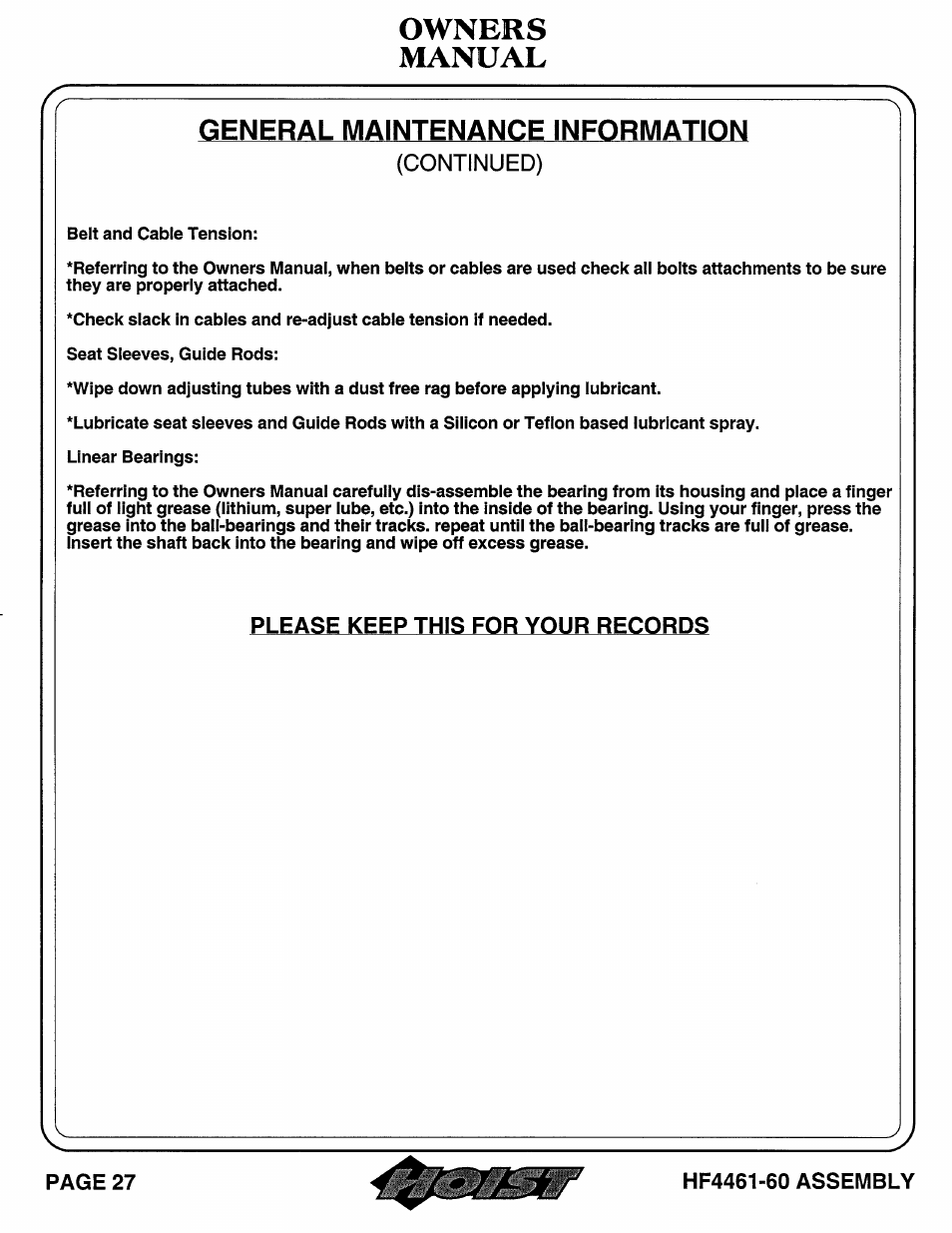 Hoist Fitness HF4461-60 User Manual | Page 28 / 31