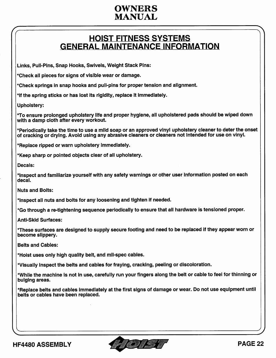 Hoist Fitness HF4480 User Manual | Page 23 / 27