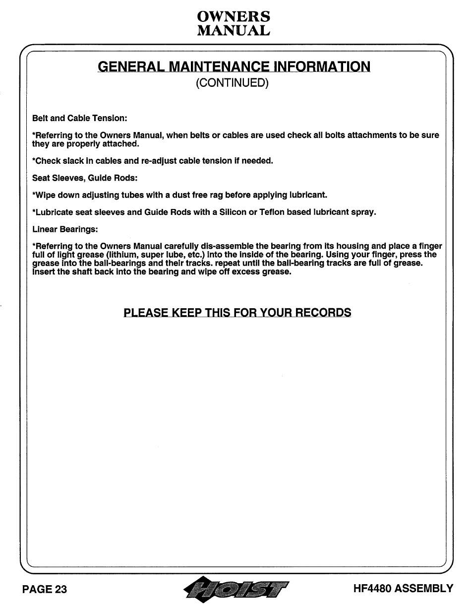 Hoist Fitness HF4480 User Manual | Page 24 / 27