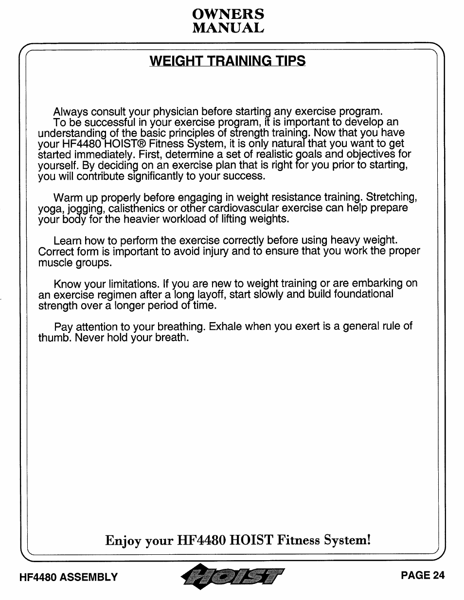 Hoist Fitness HF4480 User Manual | Page 25 / 27