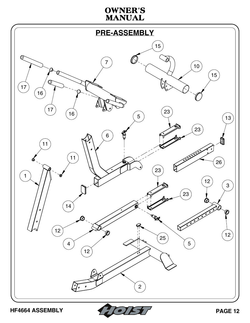 Owner's manual pre-assembly | Hoist Fitness HF4664 User Manual | Page 13 / 27