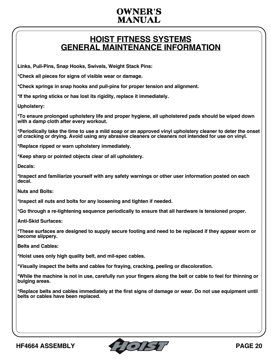 Hoist Fitness HF4664 User Manual | Page 21 / 27