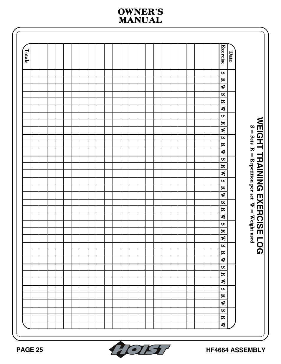 Owner's manual | Hoist Fitness HF4664 User Manual | Page 26 / 27