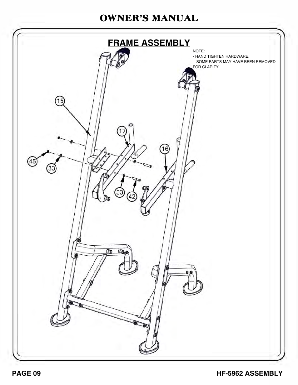 Frame assembly owner’s manual | Hoist Fitness HF-5962 User Manual | Page 10 / 36