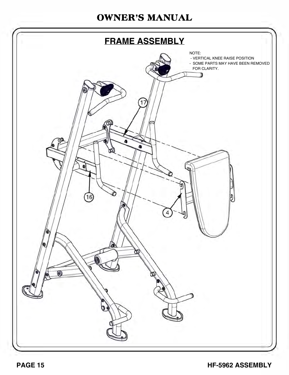 Frame assembly owner’s manual | Hoist Fitness HF-5962 User Manual | Page 16 / 36