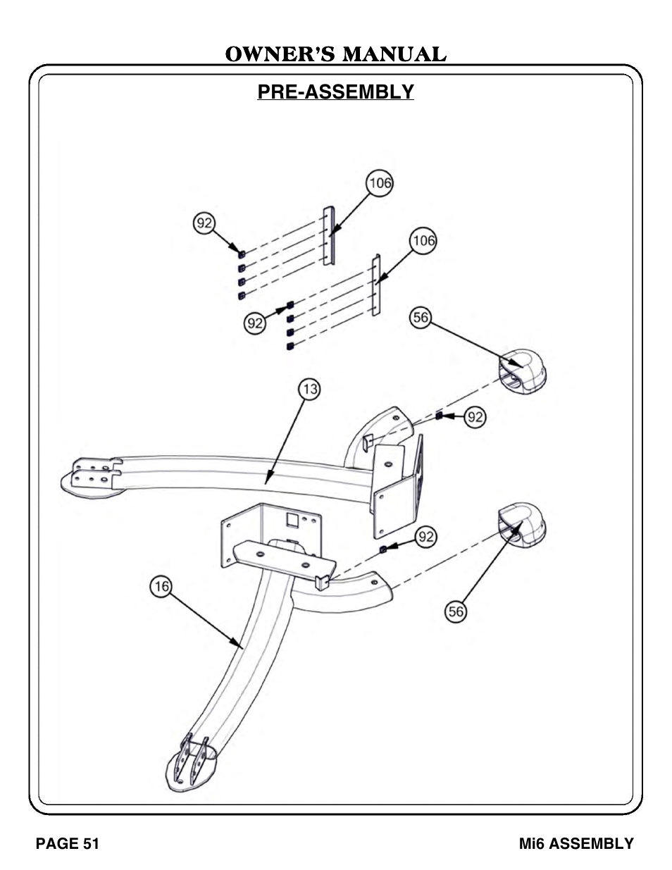 Owner’s manual pre-assembly | Hoist Fitness Mi6 User Manual | Page 52 / 79