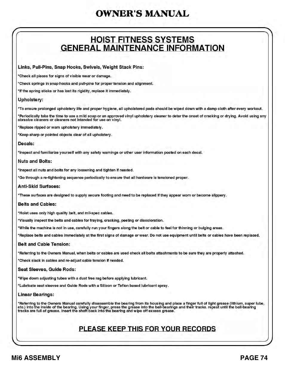 Hoist Fitness Mi6 User Manual | Page 75 / 79