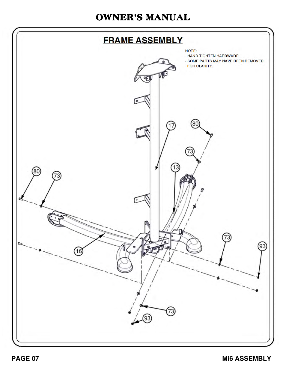 Owner’s manual frame assembly owner’s manual | Hoist Fitness Mi6 User Manual | Page 8 / 79