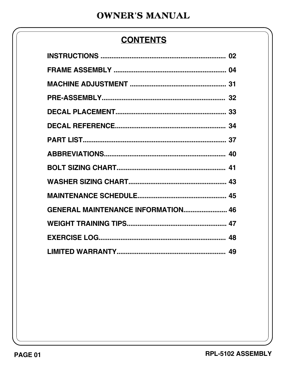 Hoist Fitness RPL-5102 User Manual | Page 2 / 50