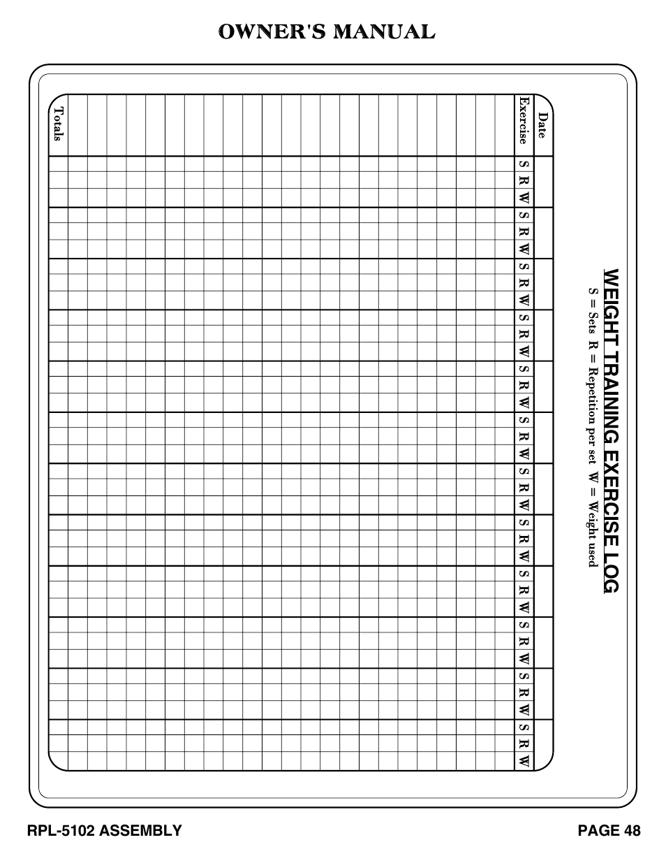 Owner's manual | Hoist Fitness RPL-5102 User Manual | Page 49 / 50