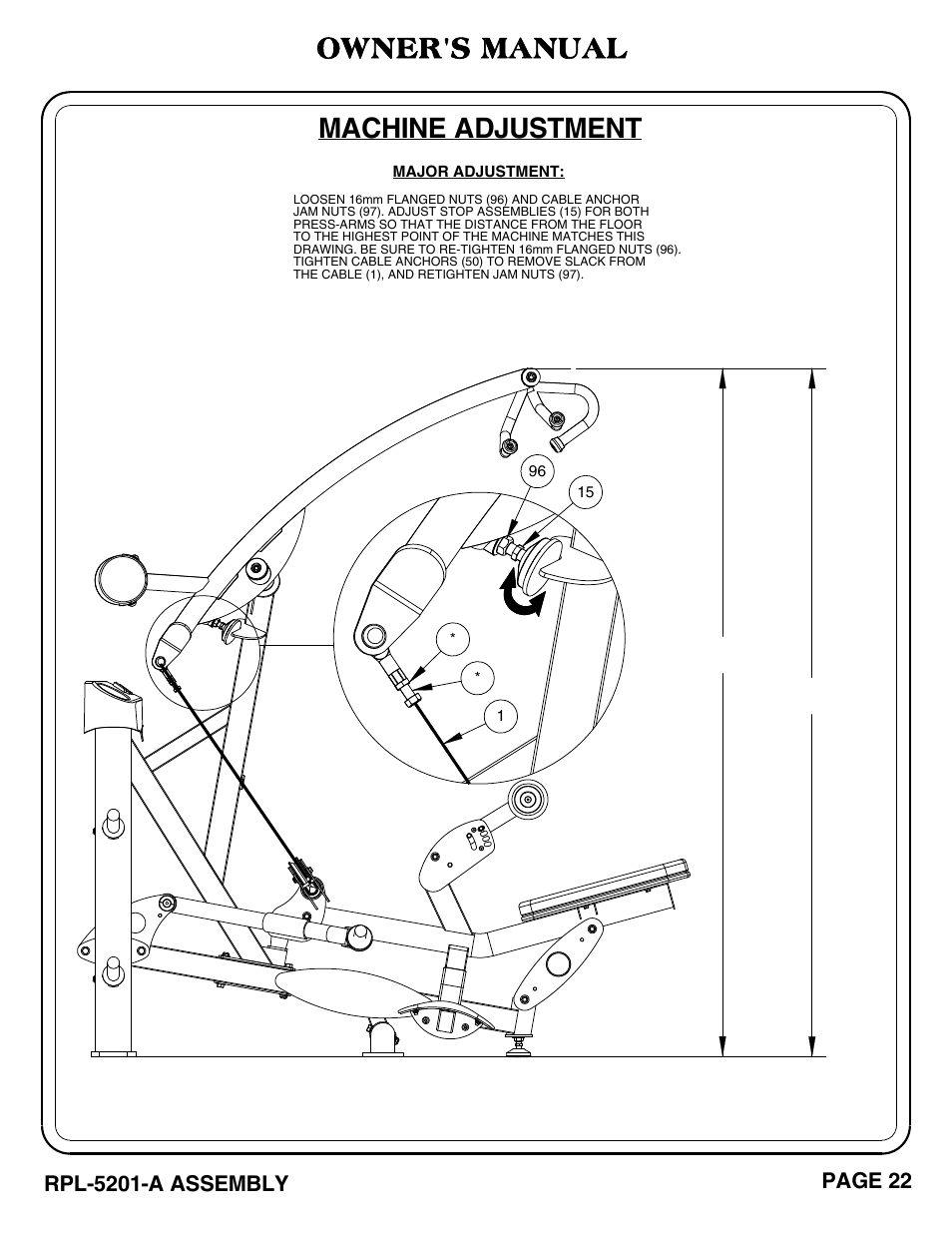 Machine adjustment owner's manual | Hoist Fitness RPL-5201-A User Manual | Page 23 / 43