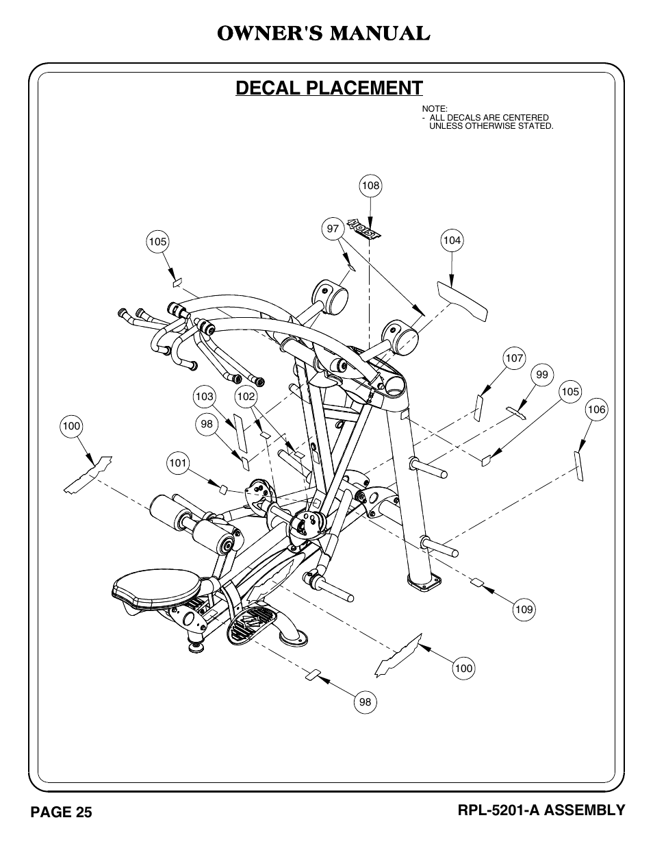 Decal placement owner's manual | Hoist Fitness RPL-5201-A User Manual | Page 26 / 43