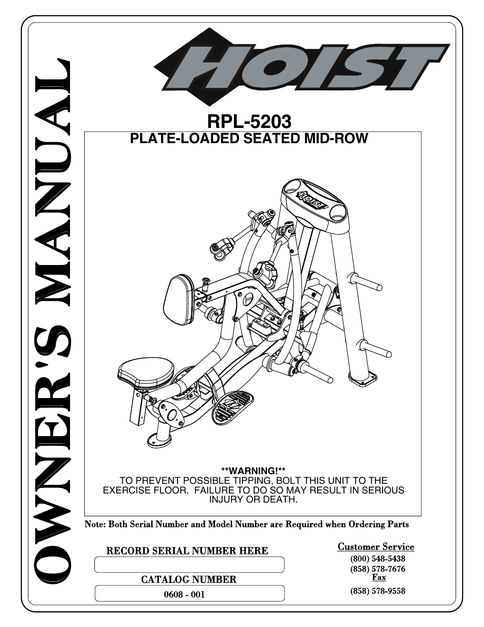 Hoist Fitness RPL-5203 User Manual | 50 pages