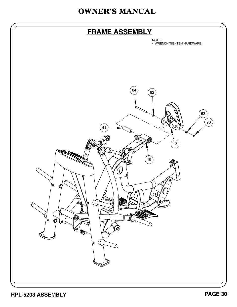 Frame assembly, Owner's manual | Hoist Fitness RPL-5203 User Manual | Page 31 / 50