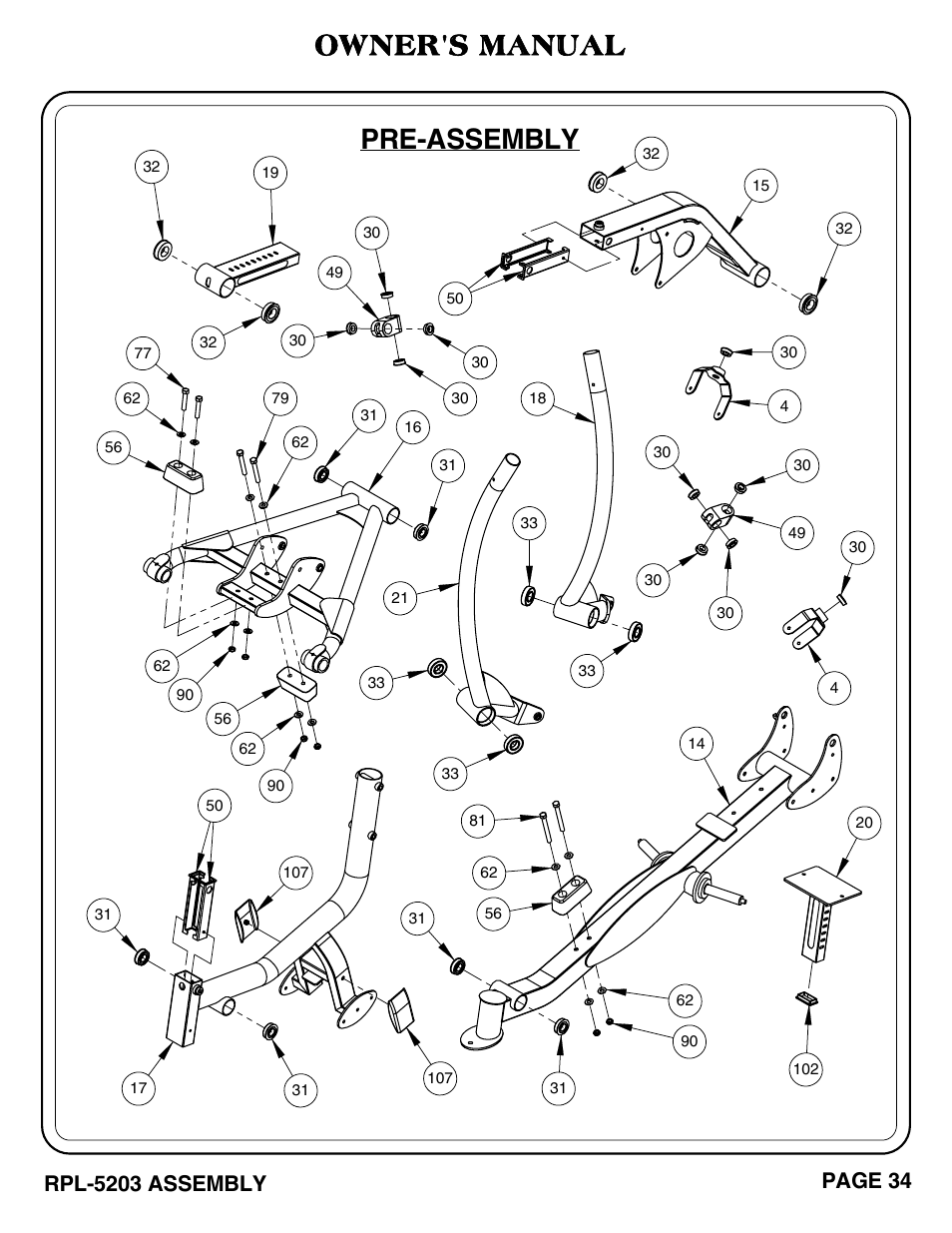 Pre-assembly owner's manual | Hoist Fitness RPL-5203 User Manual | Page 35 / 50