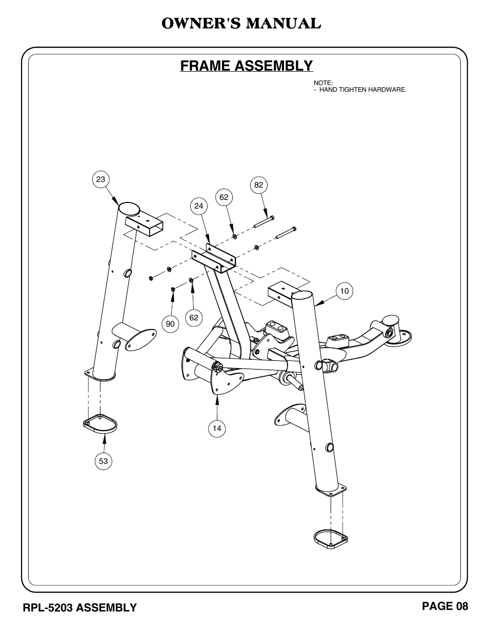 Frame assembly, Owner's manual | Hoist Fitness RPL-5203 User Manual | Page 9 / 50