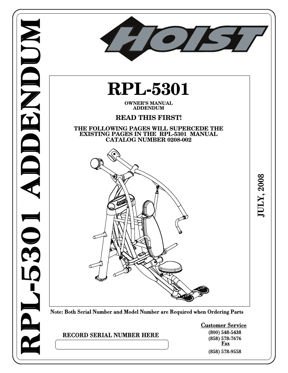 Hoist Fitness RPL-5301 User Manual | 48 pages