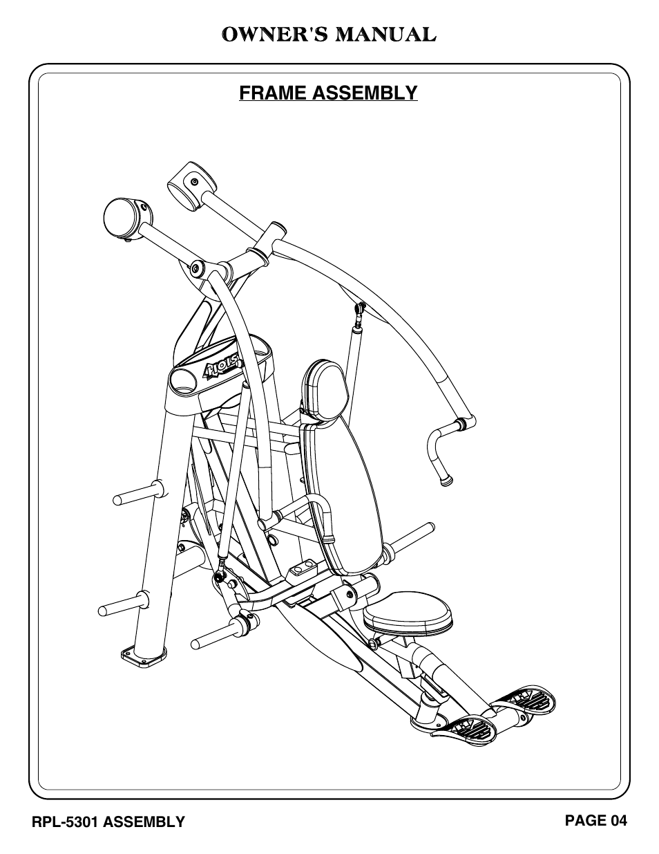 Owner's manual, Frame assembly | Hoist Fitness RPL-5301 User Manual | Page 7 / 48