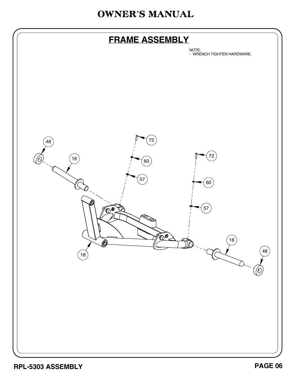 Frame assembly owner's manual, Rpl-5303 assembly, Page 06 | Hoist Fitness RPL-5303 User Manual | Page 9 / 48