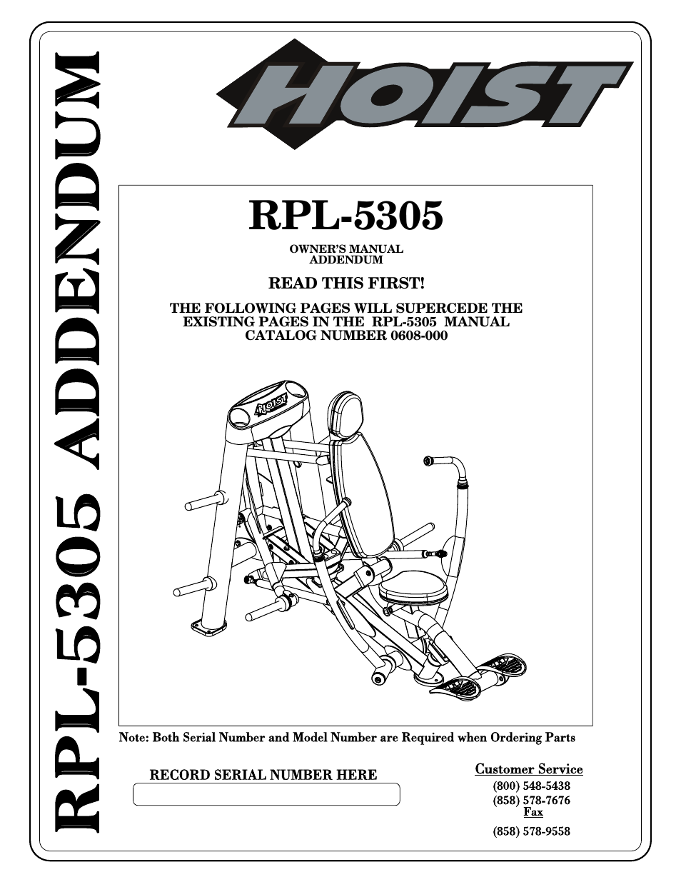 Hoist Fitness RPL-5305 User Manual | 51 pages