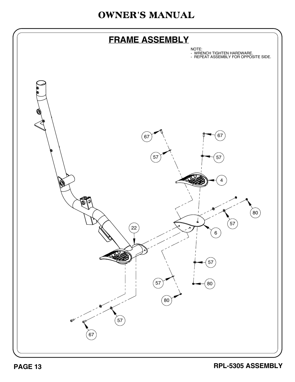 Frame assembly owner's manual | Hoist Fitness RPL-5305 User Manual | Page 19 / 51