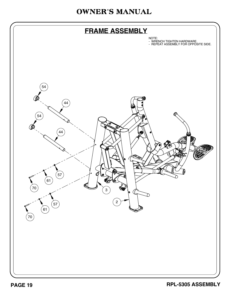 Frame assembly owner's manual | Hoist Fitness RPL-5305 User Manual | Page 25 / 51