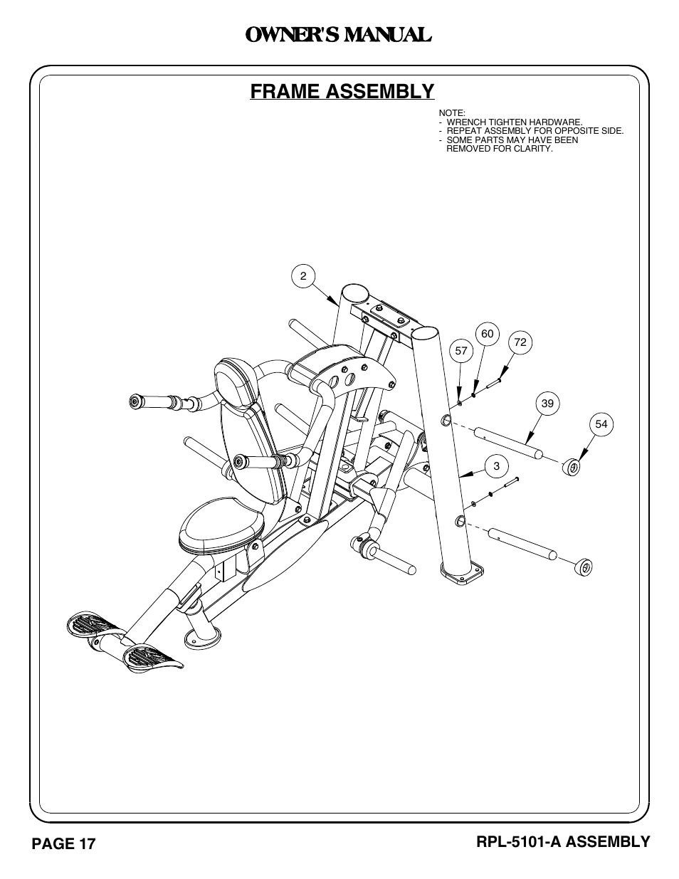 Frame assembly owner's manual | Hoist Fitness RPL-5101-A User Manual | Page 18 / 38