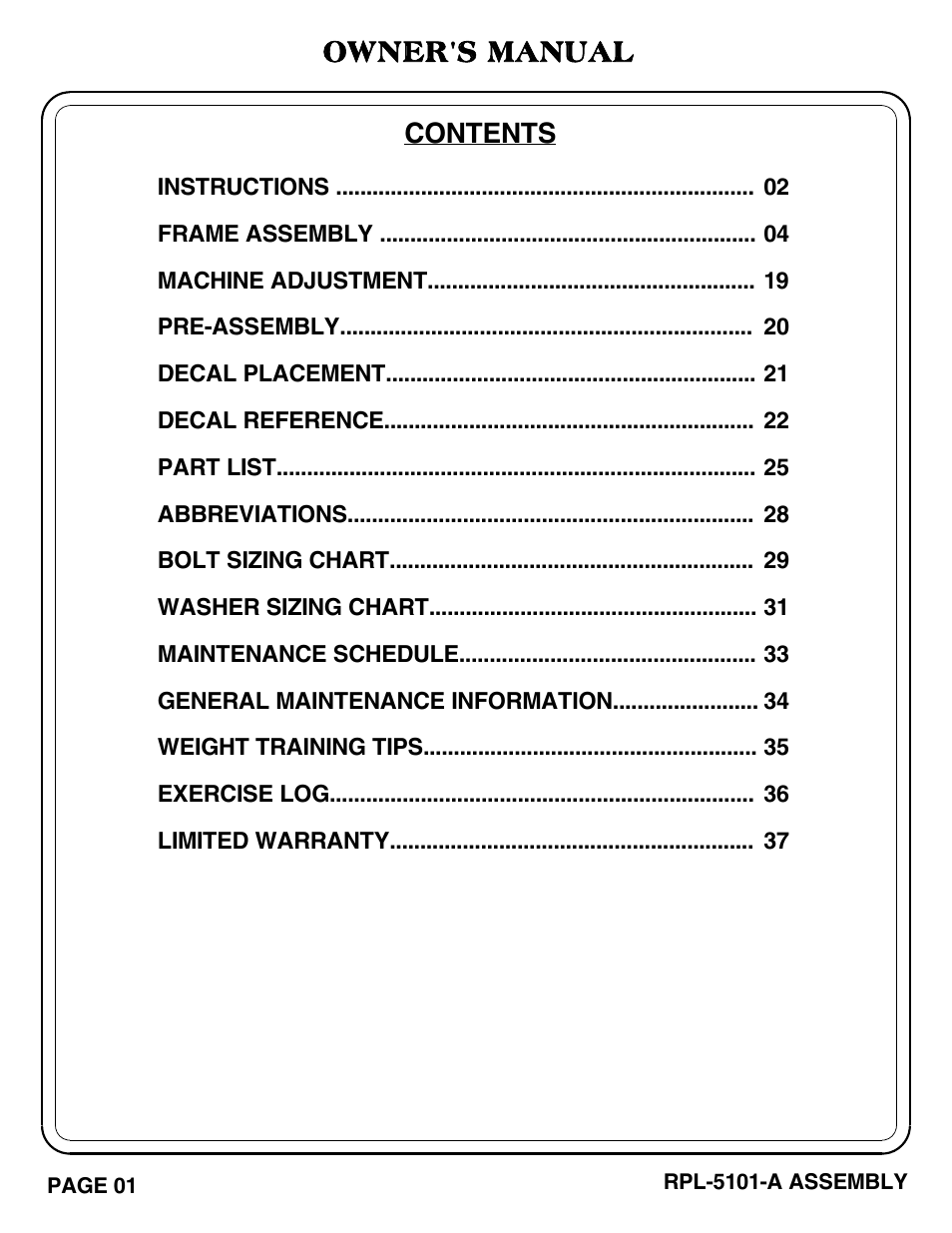 Hoist Fitness RPL-5101-A User Manual | Page 2 / 38