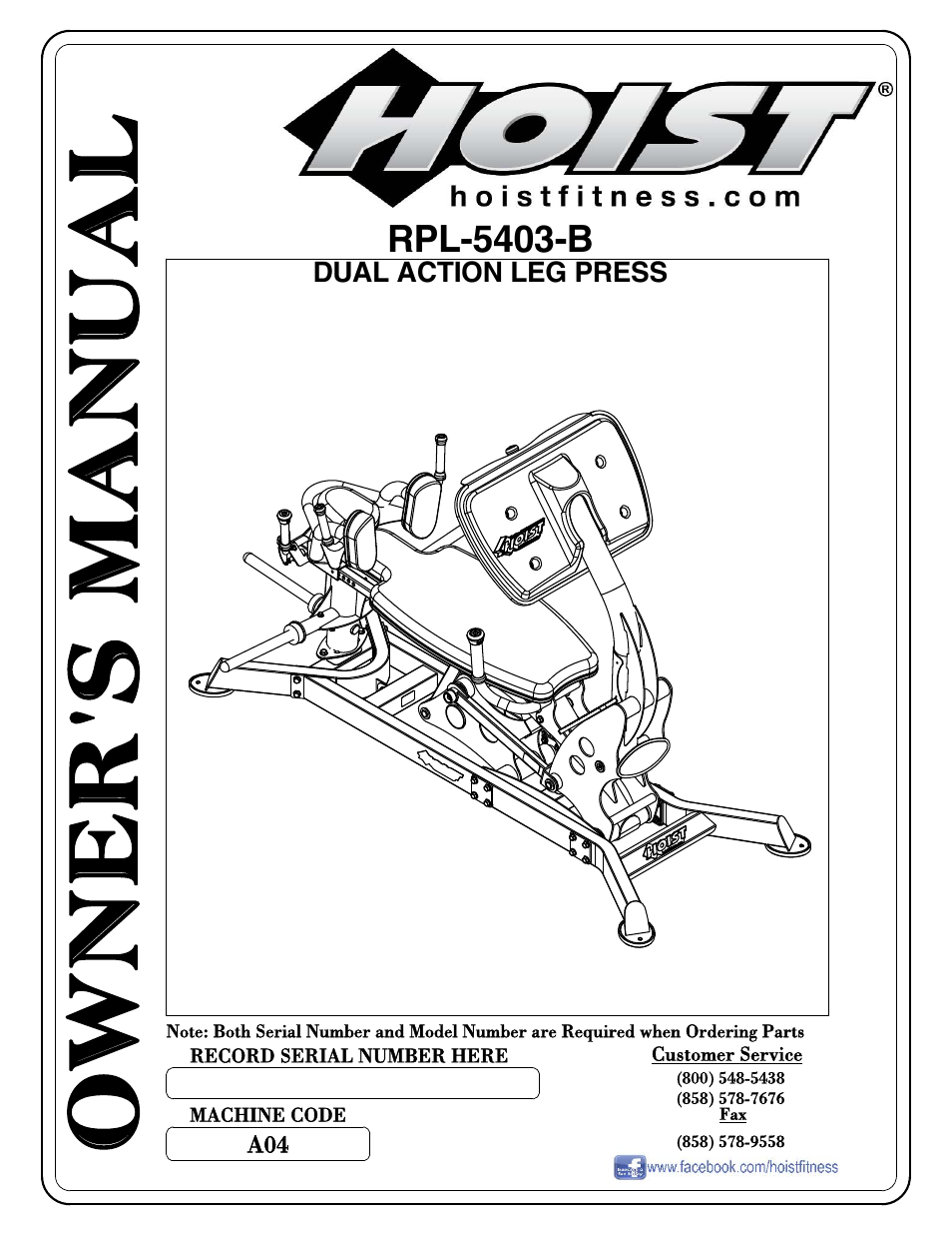 Hoist Fitness RPL-5403-B User Manual | 42 pages