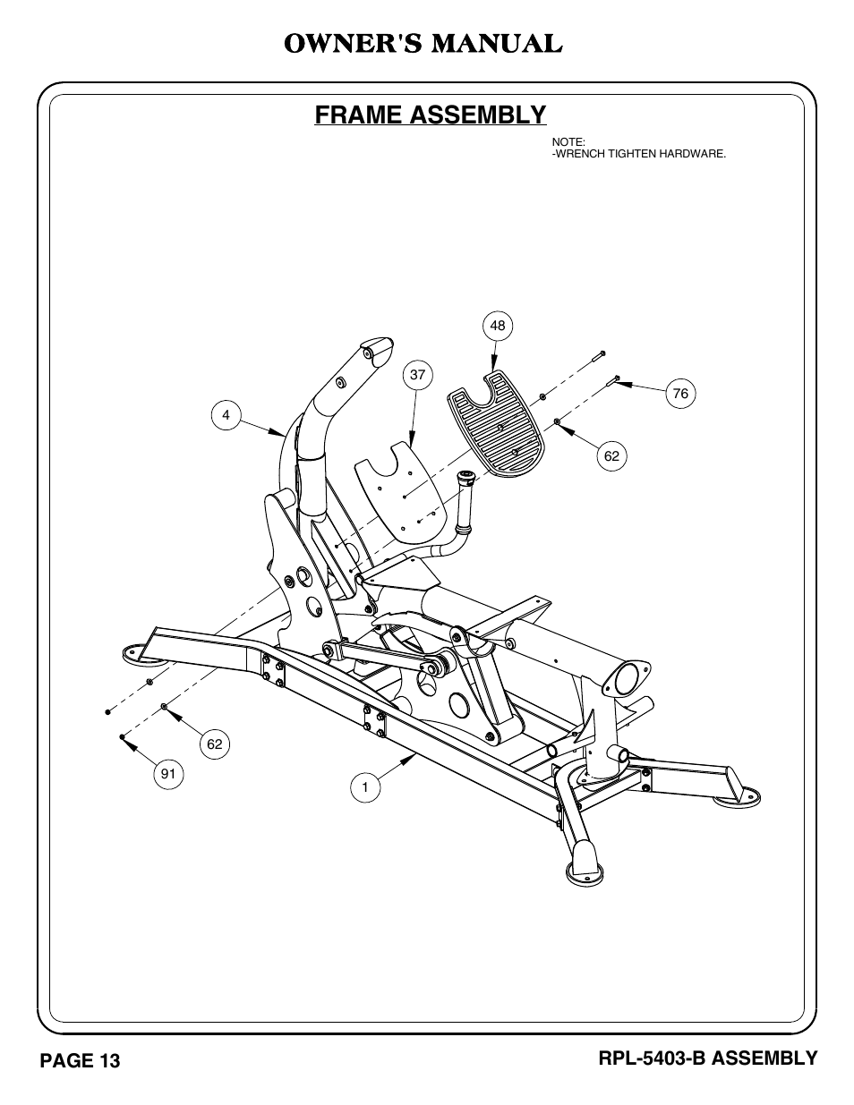 Frame assembly owner's manual | Hoist Fitness RPL-5403-B User Manual | Page 14 / 42