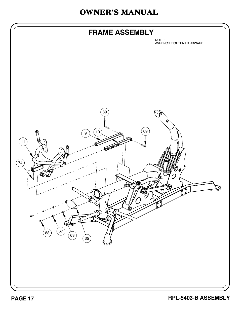 Frame assembly owner's manual | Hoist Fitness RPL-5403-B User Manual | Page 18 / 42