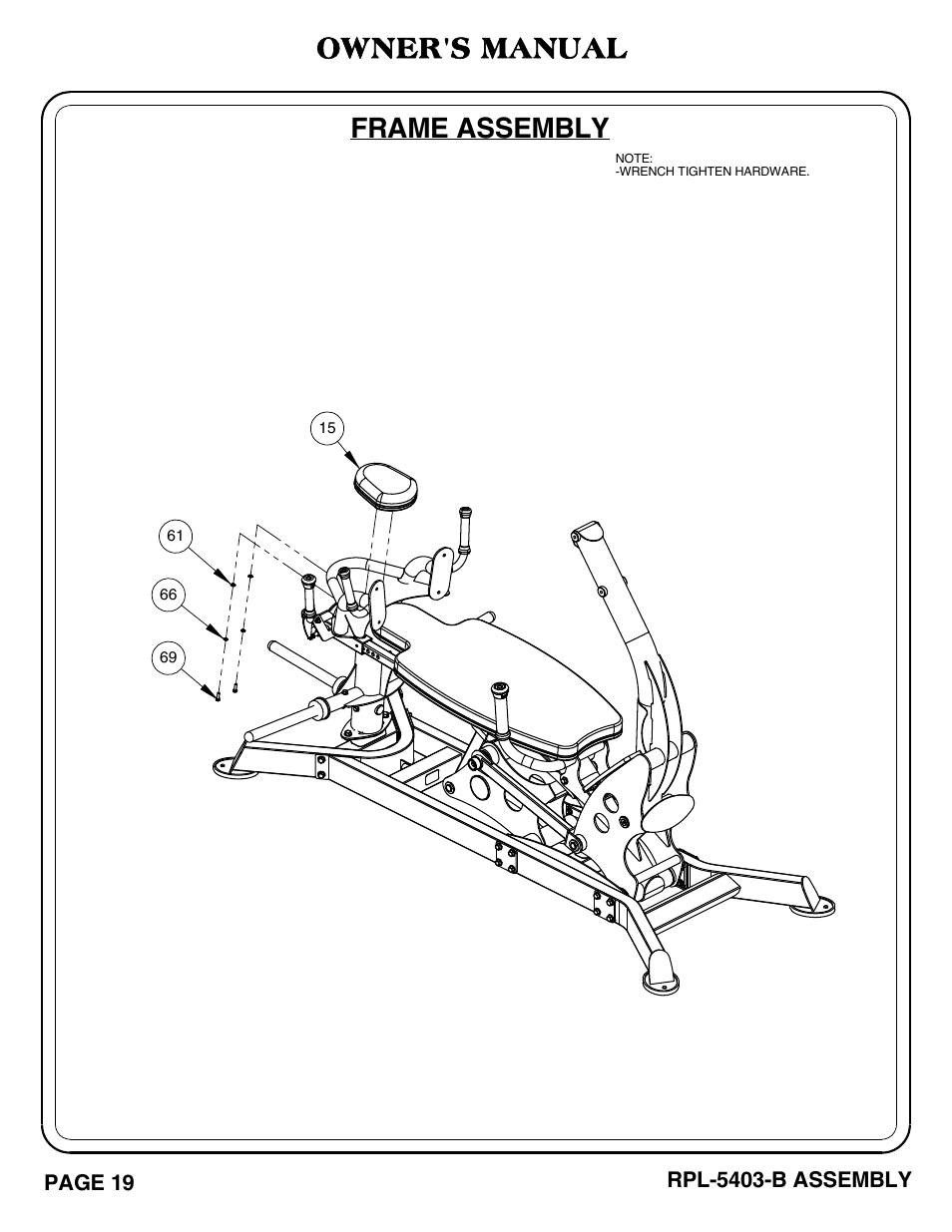 Frame assembly owner's manual | Hoist Fitness RPL-5403-B User Manual | Page 20 / 42