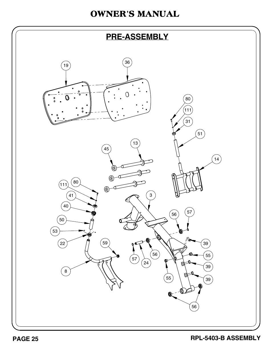 Pre-assembly, Owner's manual | Hoist Fitness RPL-5403-B User Manual | Page 26 / 42