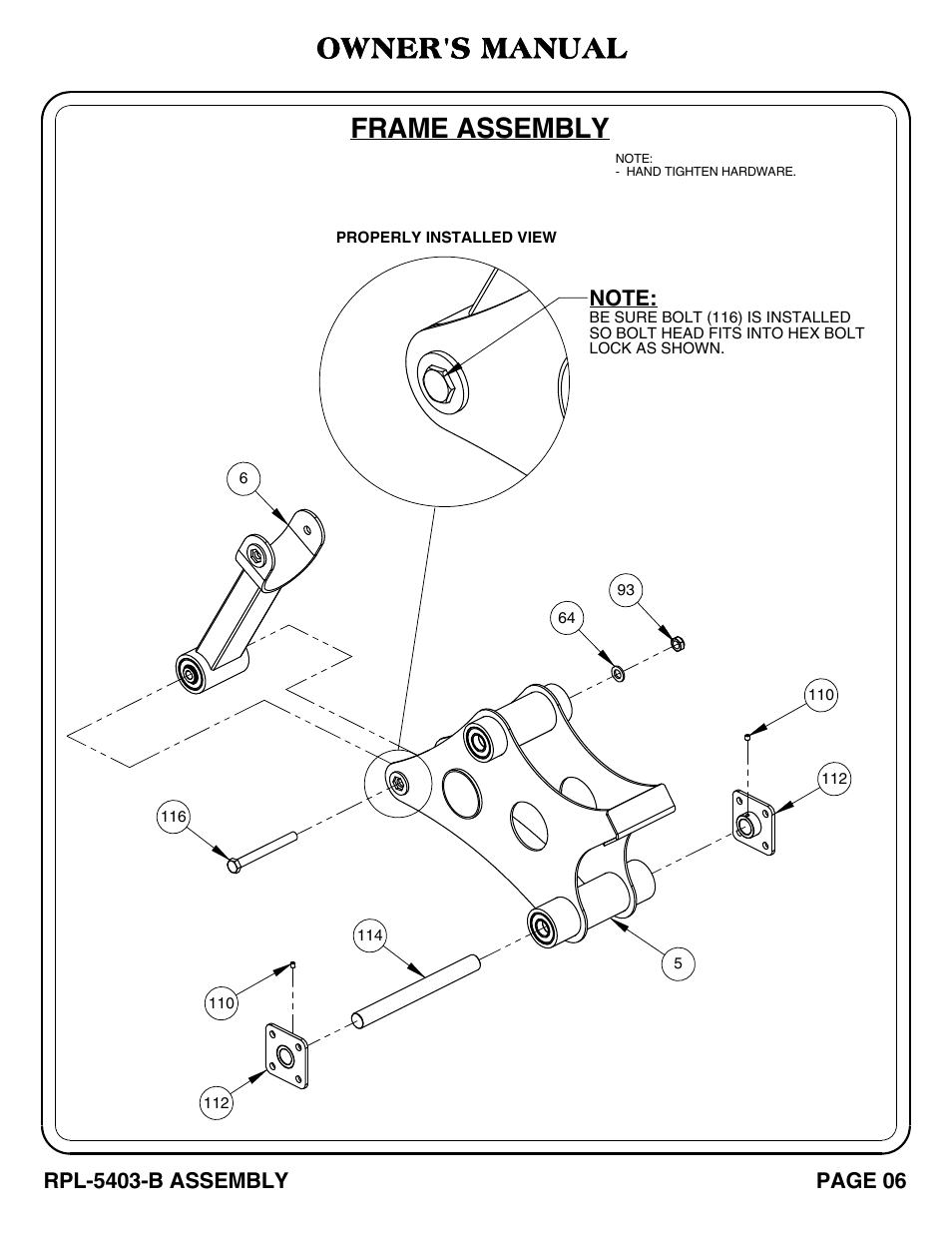 Frame assembly owner's manual | Hoist Fitness RPL-5403-B User Manual | Page 7 / 42