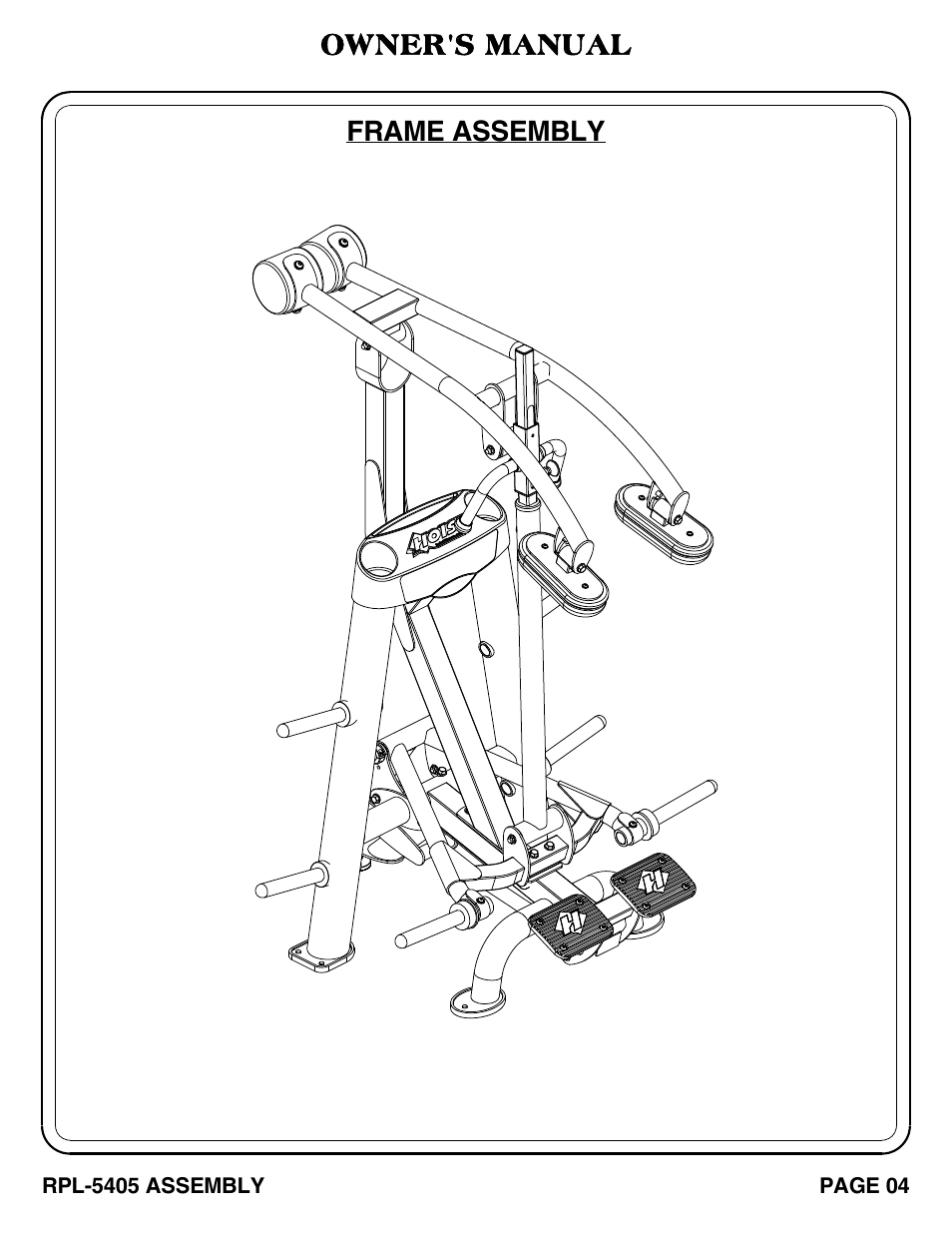 Owner's manual, Frame assembly | Hoist Fitness RPL-5405 User Manual | Page 5 / 40