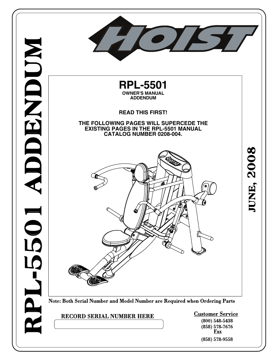 Hoist Fitness RPL-5501 User Manual | 48 pages