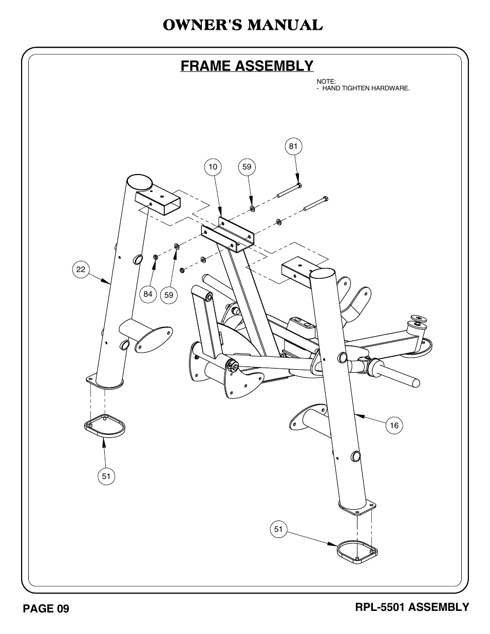 Frame assembly owner's manual | Hoist Fitness RPL-5501 User Manual | Page 12 / 48