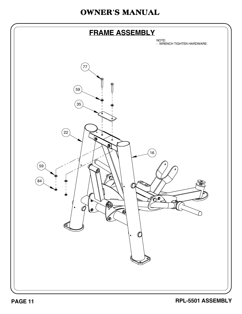 Frame assembly owner's manual | Hoist Fitness RPL-5501 User Manual | Page 14 / 48