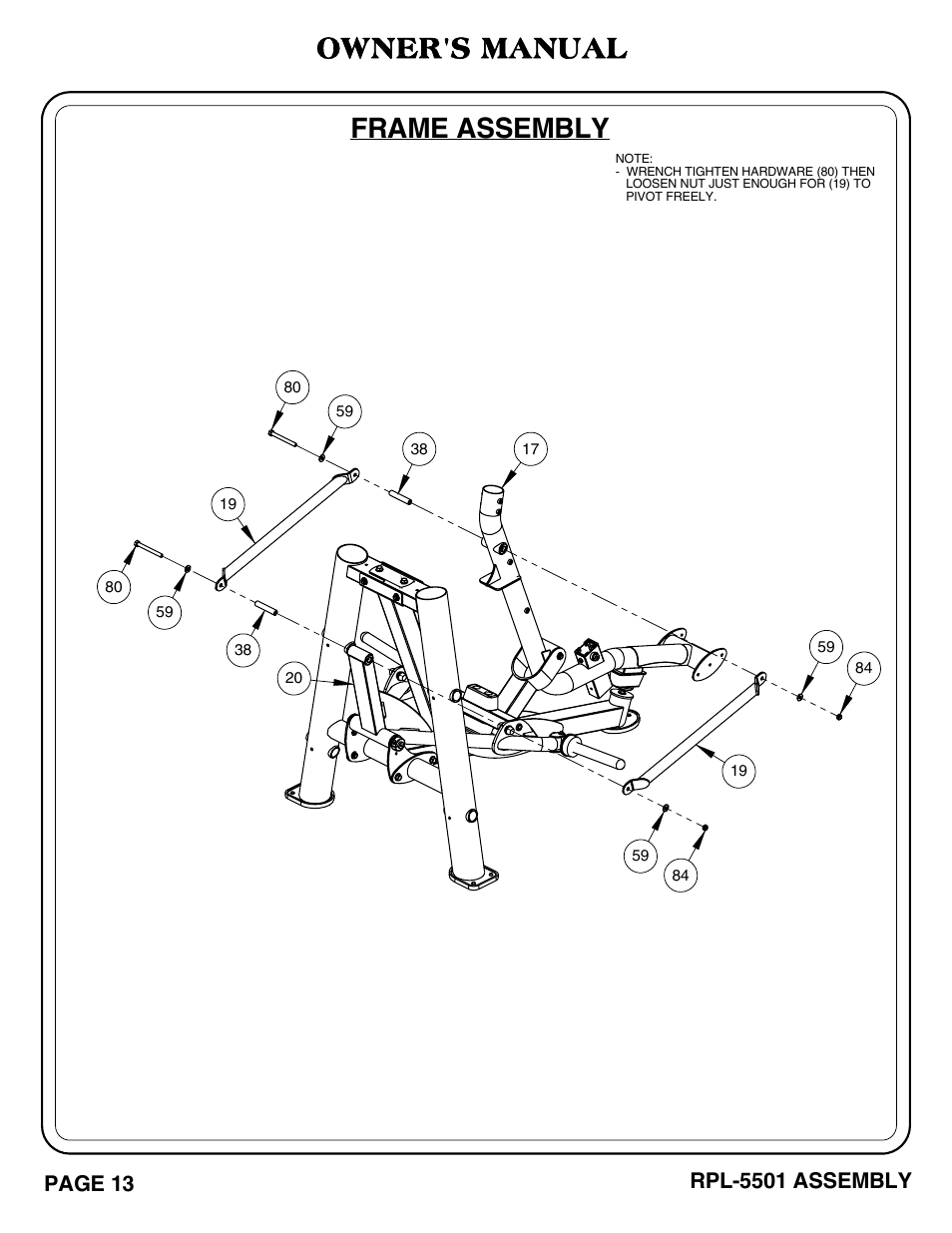 Frame assembly owner's manual | Hoist Fitness RPL-5501 User Manual | Page 16 / 48
