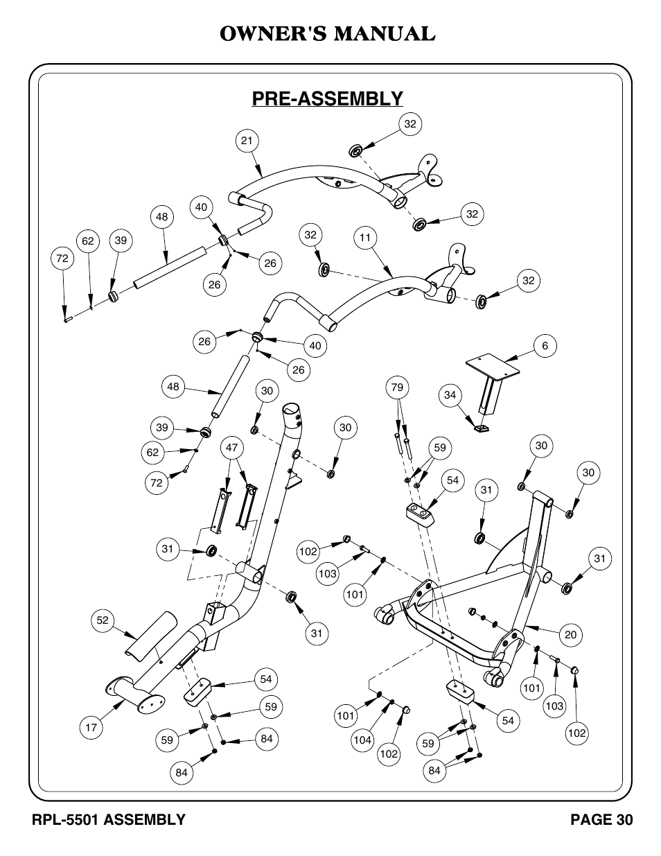 Pre-assembly owner's manual | Hoist Fitness RPL-5501 User Manual | Page 33 / 48