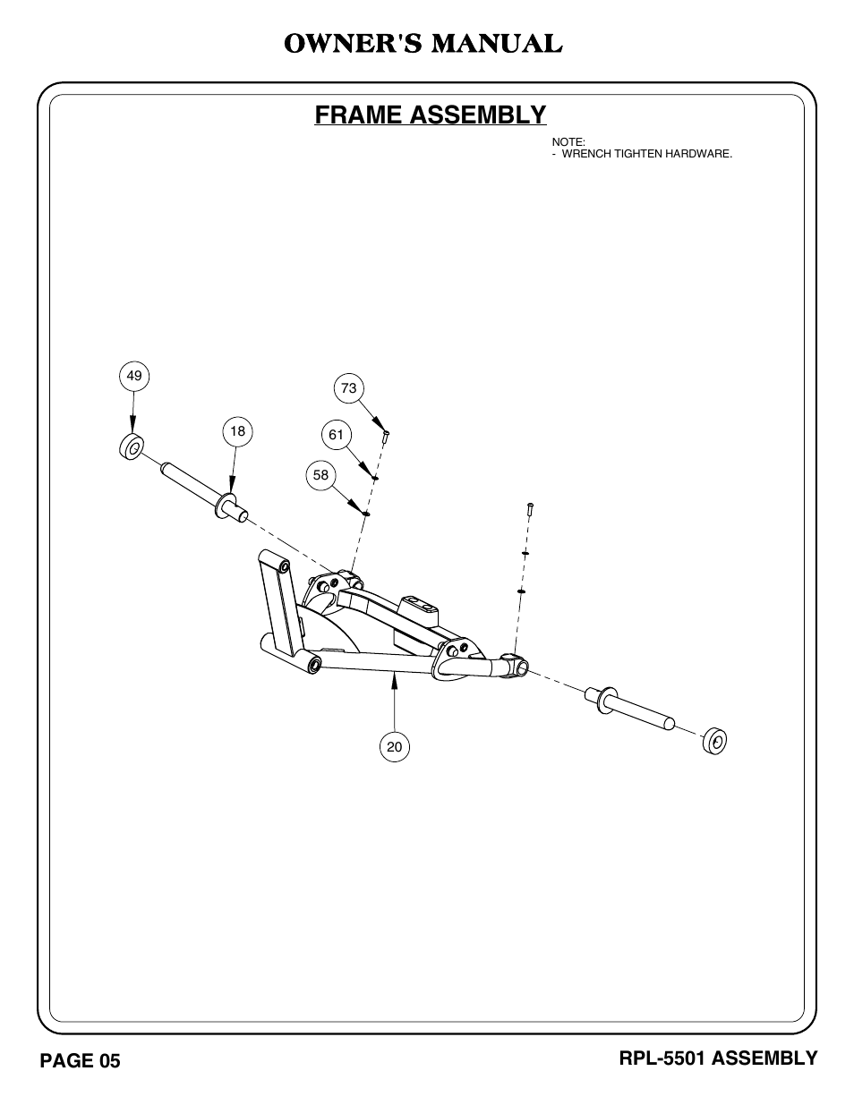 Frame assembly owner's manual | Hoist Fitness RPL-5501 User Manual | Page 8 / 48