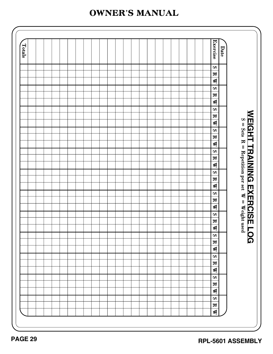 Owner's manual | Hoist Fitness RPL-5601 User Manual | Page 30 / 31